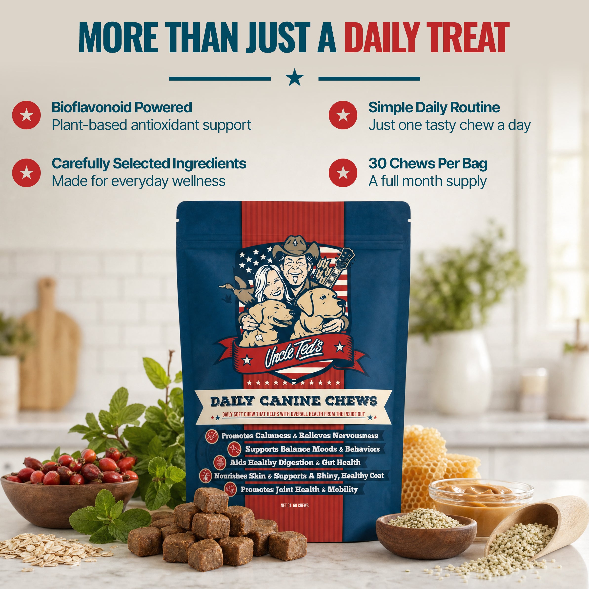 Uncle Ted’s Daily Canine Chews - 1 Month Supply